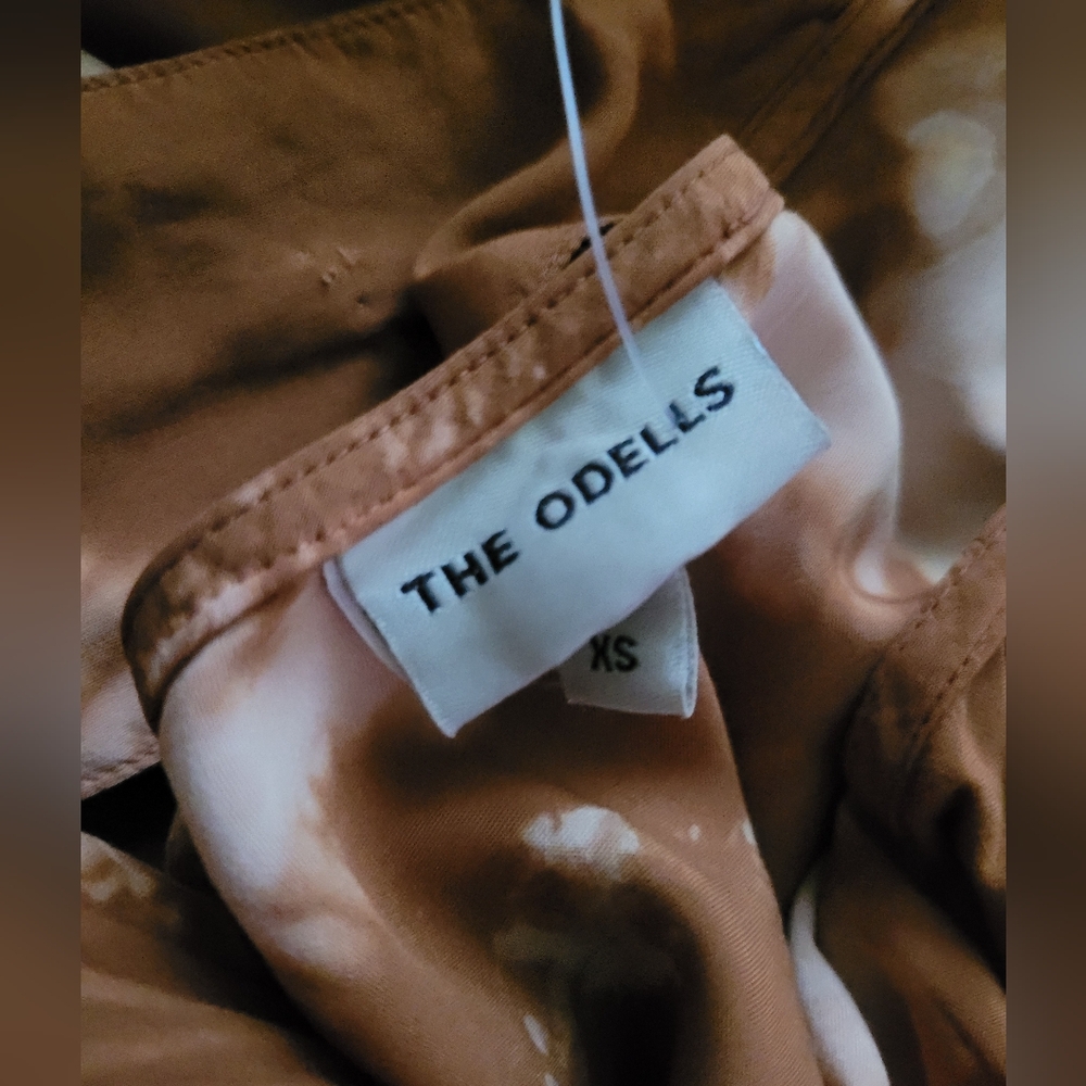 Anthropologie The Odells Brown Tie Dye Boho Beach Casual Morgana Midi Dress XS - Picture 4 of 11